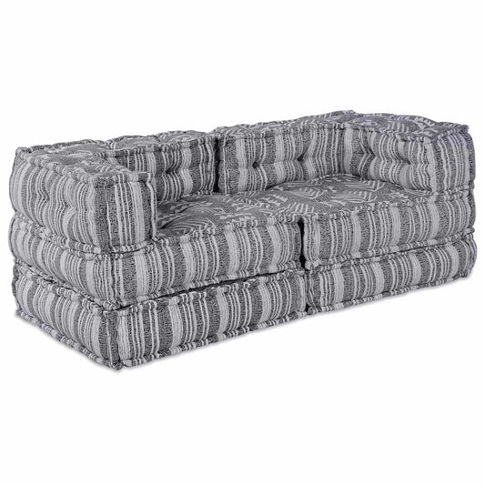Modulares Sofa Gestreift 2 pcs Grau 70 x 70 x 54 cm Stoff