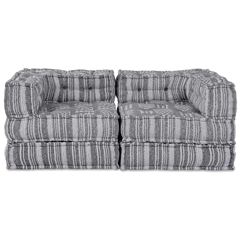 Modulares Sofa Gestreift 2 pcs Grau 70 x 70 x 54 cm Stoff
