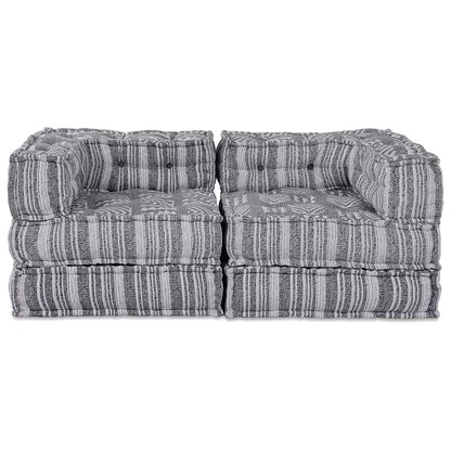 Modulares Sofa Gestreift 2 pcs Grau 70 x 70 x 54 cm Stoff