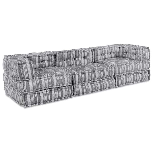 Modulares Sofa Gestreift 3 pcs Hellgrau 70 x 70 x 56 cm Stoff
