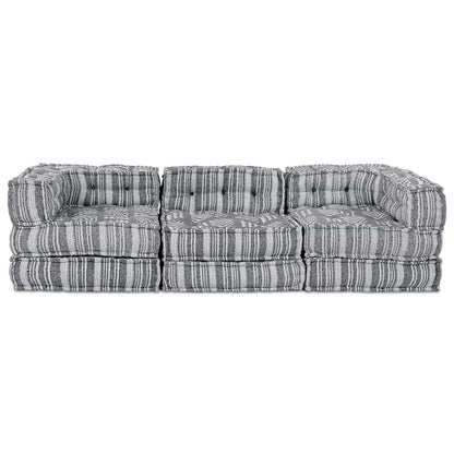 Modulares Sofa Gestreift 3 pcs Hellgrau 70 x 70 x 56 cm Stoff