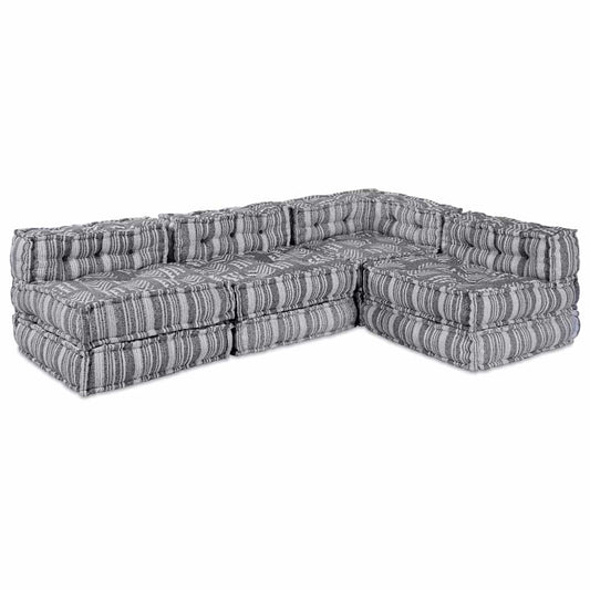Modulares Sofa Gestreift 4 pcs Hellgrau 70 x 70 x 56 cm Stoff