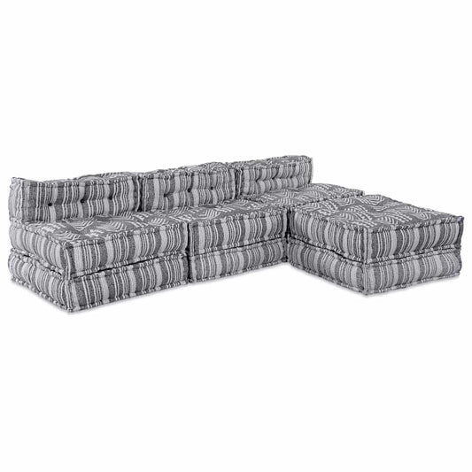 Modulares Sofa Gestreift 4 pcs Hellgrau 70 x 70 x 56 cm Stoff