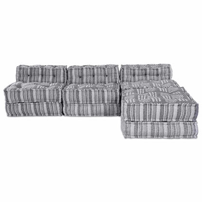 Modulares Sofa Gestreift 4 pcs Hellgrau 70 x 70 x 56 cm Stoff