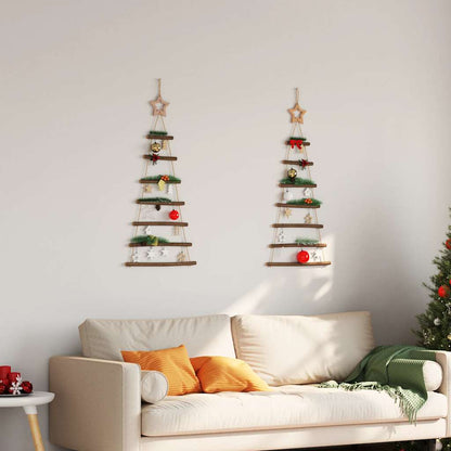 Hängende Weihnachtsbäume mit Spitzensternen 2 Stk. 42x90 cm Naturzweig