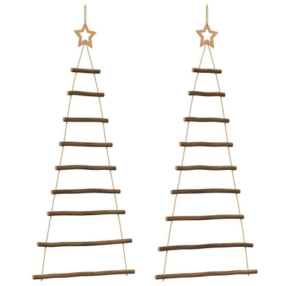 Hängende Weihnachtsbäume mit Spitzensternen 2 Stk. 55x120 cm Naturzweig