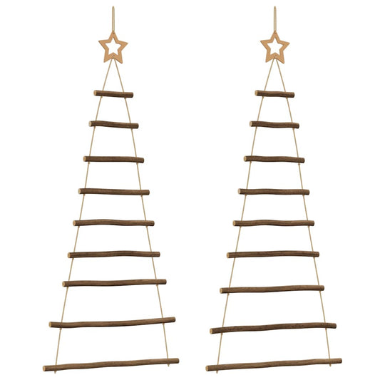 Hängende Weihnachtsbäume mit Spitzensternen 2 Stk. 55x120 cm Naturzweig