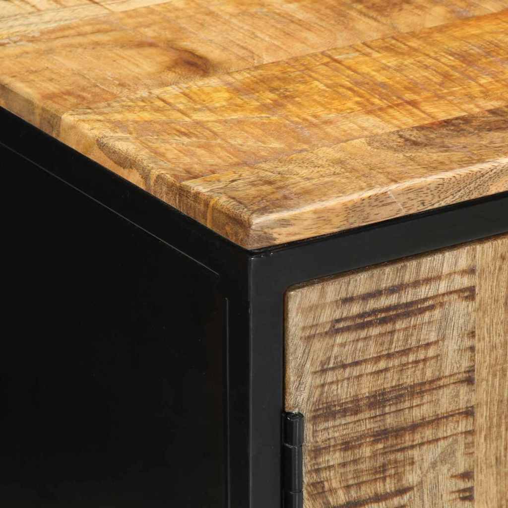 Nachttisch Braun und Schwarz 50 x 30 x 45 cm massives Mangoholz