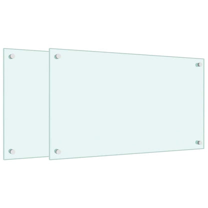 Küchenrückwände 2 Stk. Weiß 70x40 cm Hartglas