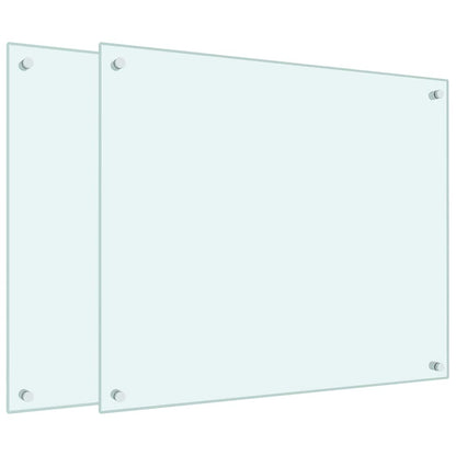 Küchenrückwände 2 Stk. Weiß 70x60 cm Hartglas