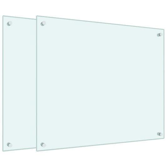 Küchenrückwände 2 Stk. Weiß 70x60 cm Hartglas