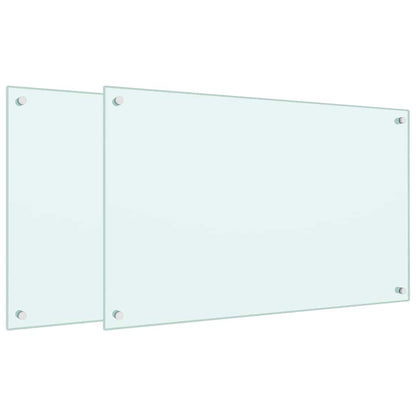 Küchenrückwände 2 Stk. Weiß 80x50 cm Hartglas