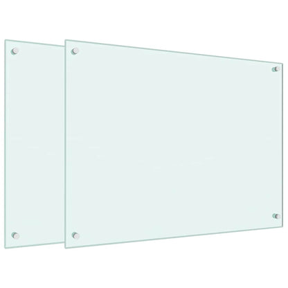 Küchenrückwände 2 Stk. Weiß 80x60 cm Hartglas