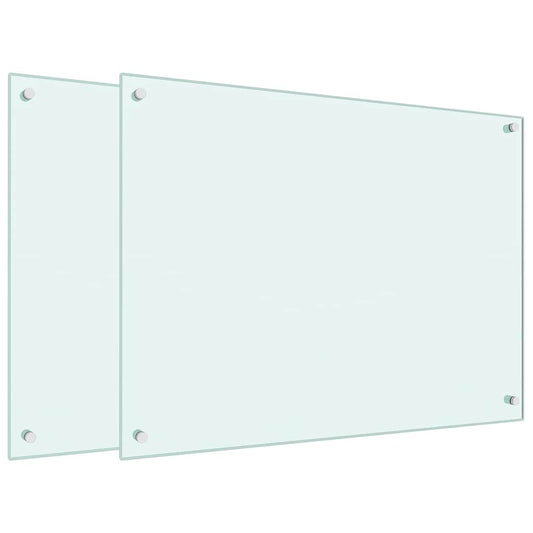Küchenrückwände 2 Stk. Weiß 80x60 cm Hartglas