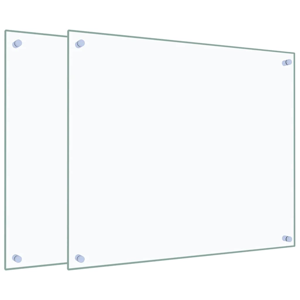 Küchenrückwände 2 Stk. Transparent 70x60 cm Hartglas