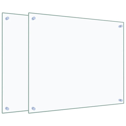Küchenrückwände 2 Stk. Transparent 70x60 cm Hartglas