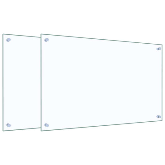 Küchenrückwände 2 Stk. Transparent 80x50 cm Hartglas