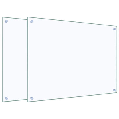 Küchenrückwände 2 Stk. Transparent 80x60 cm Hartglas