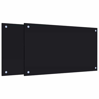 Küchenrückwände 2 Stk. Schwarz 70x40 cm Hartglas