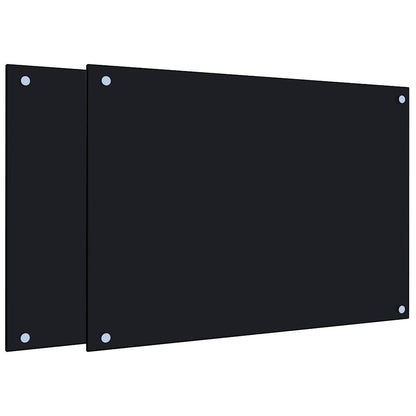 Küchenrückwände 2 Stk. Schwarz 70x50 cm Hartglas