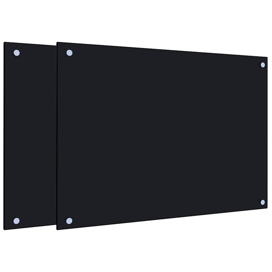Küchenrückwände 2 Stk. Schwarz 70x50 cm Hartglas