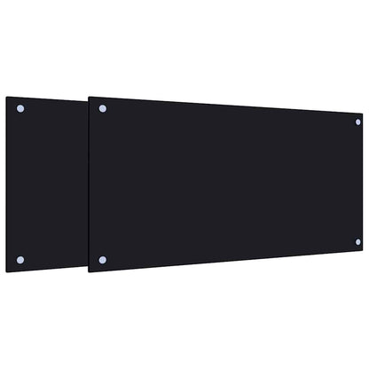 Küchenrückwände 2 Stk. Schwarz 80x40 cm Hartglas