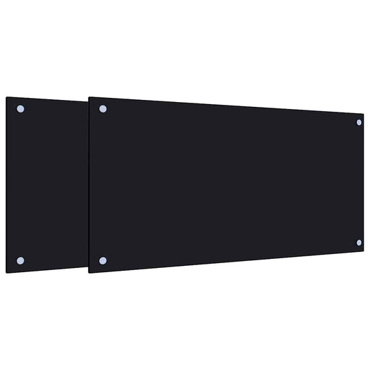Küchenrückwände 2 Stk. Schwarz 80x40 cm Hartglas