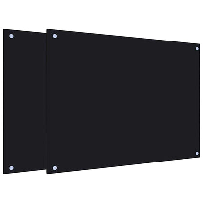 Küchenrückwände 2 Stk. Schwarz 80x60 cm Hartglas