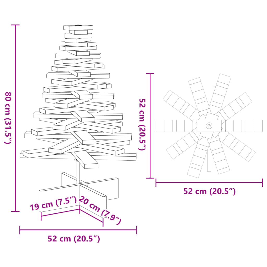 Weihnachtsbaum Holz zum Schmücken 80 cm Massivholz Kiefer