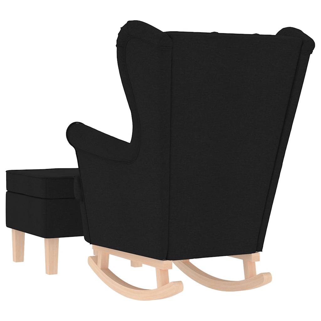 Schaukelstuhl mit Fußhocker Schwarz Stoff