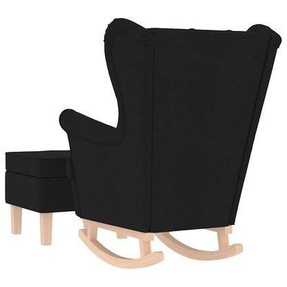 Schaukelstuhl mit Fußhocker Schwarz Stoff