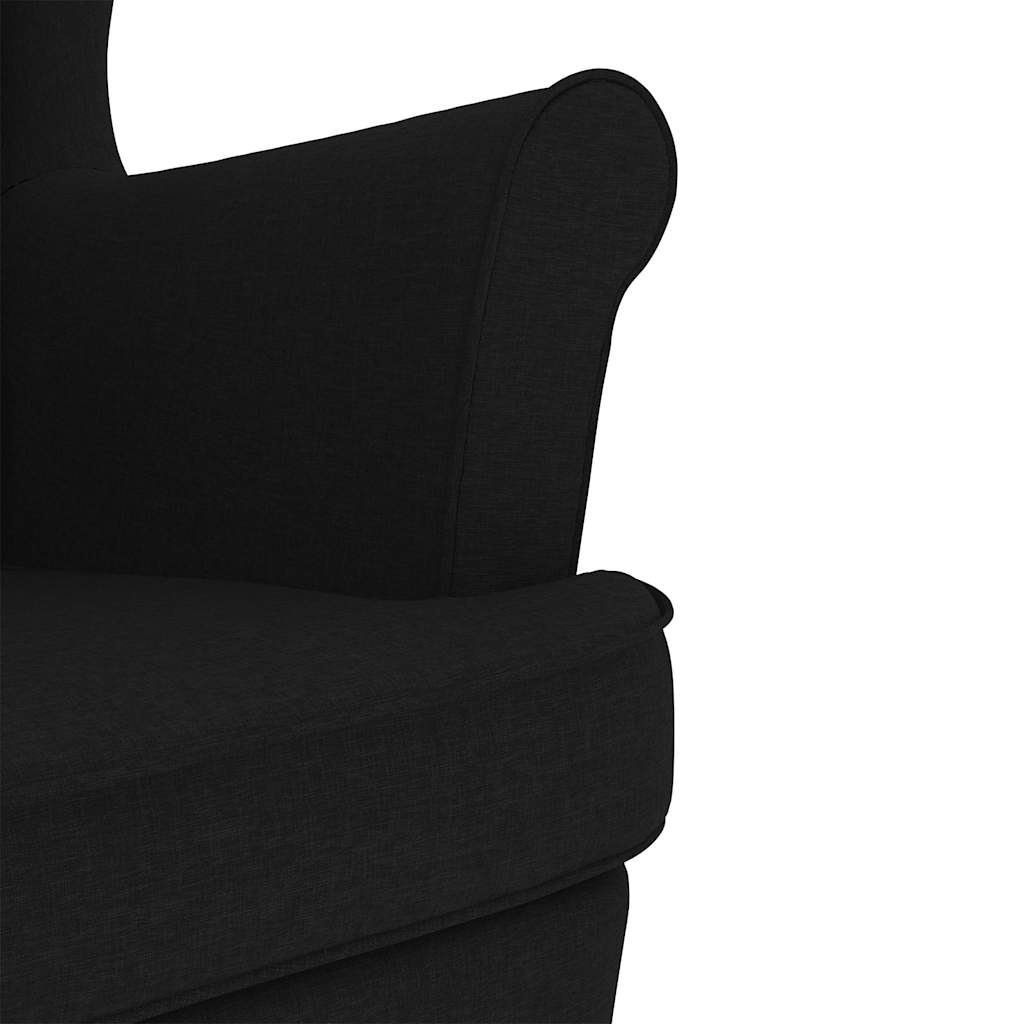Schaukelstuhl mit Fußhocker Schwarz Stoff