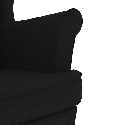 Schaukelstuhl mit Fußhocker Schwarz Stoff