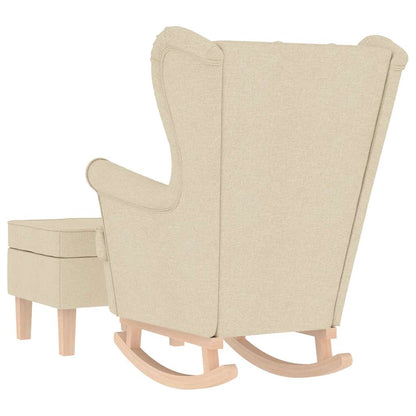 Schaukelstuhl mit Fußhocker Creme Stoff