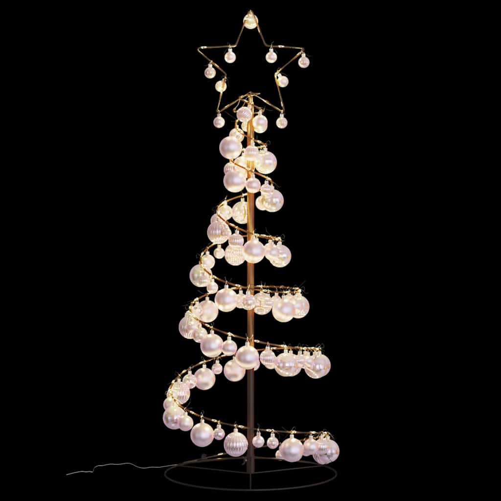 Weihnachtsbaum Kegelform mit Kugeln 80 LEDs Warmweiß 120 cm