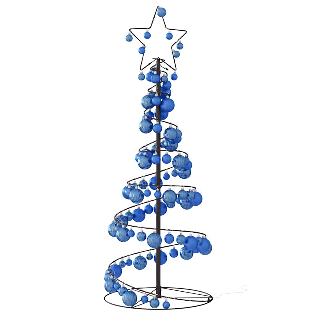 Weihnachtsbaum Kegelform mit Kugeln 80 LEDs Warmweiß 120 cm