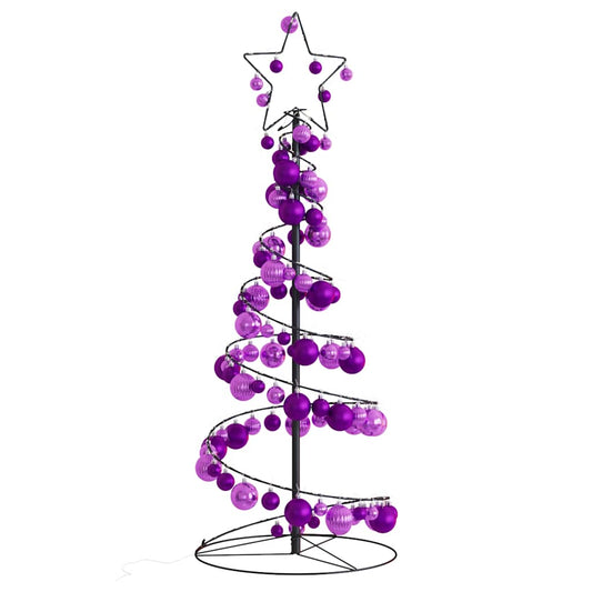 Weihnachtsbaum Kegelform mit Kugeln 80 LEDs Warmweiß 120 cm