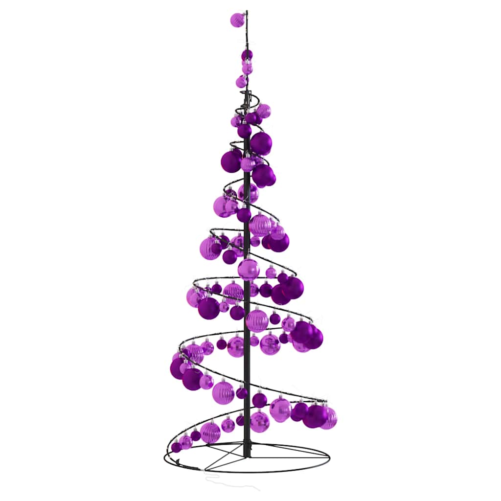 Weihnachtsbaum Kegelform mit Kugeln 80 LEDs Warmweiß 120 cm