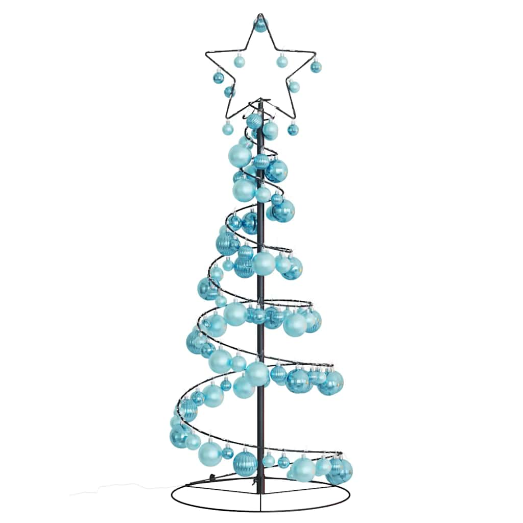 Weihnachtsbaum Kegelform mit Kugeln 80 LEDs Warmweiß 120 cm