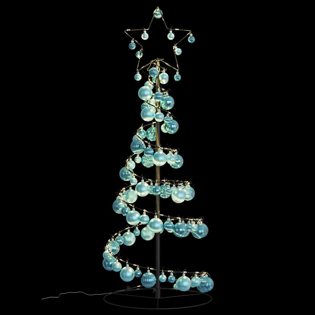 Weihnachtsbaum Kegelform mit Kugeln 80 LEDs Warmweiß 120 cm