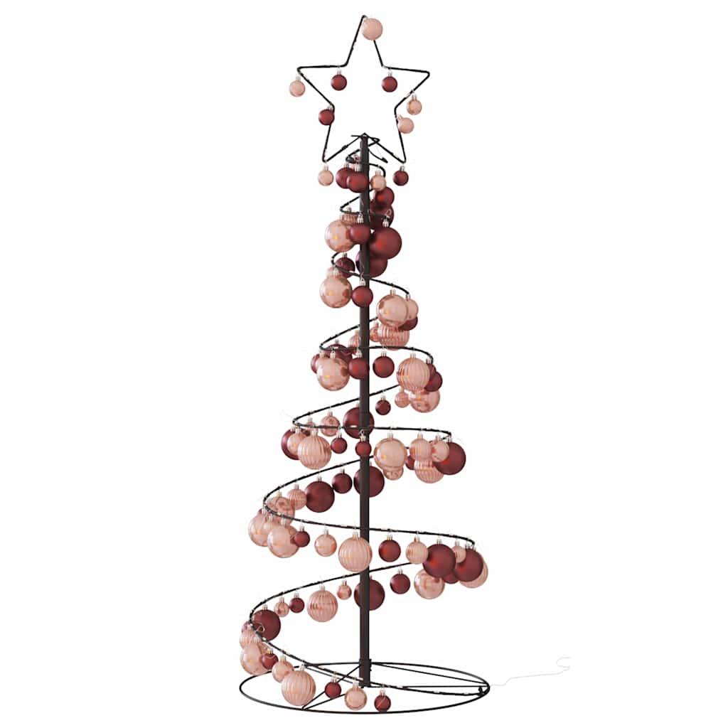 Weihnachtsbaum Kegelform mit Kugeln 80 LEDs Warmweiß 120 cm