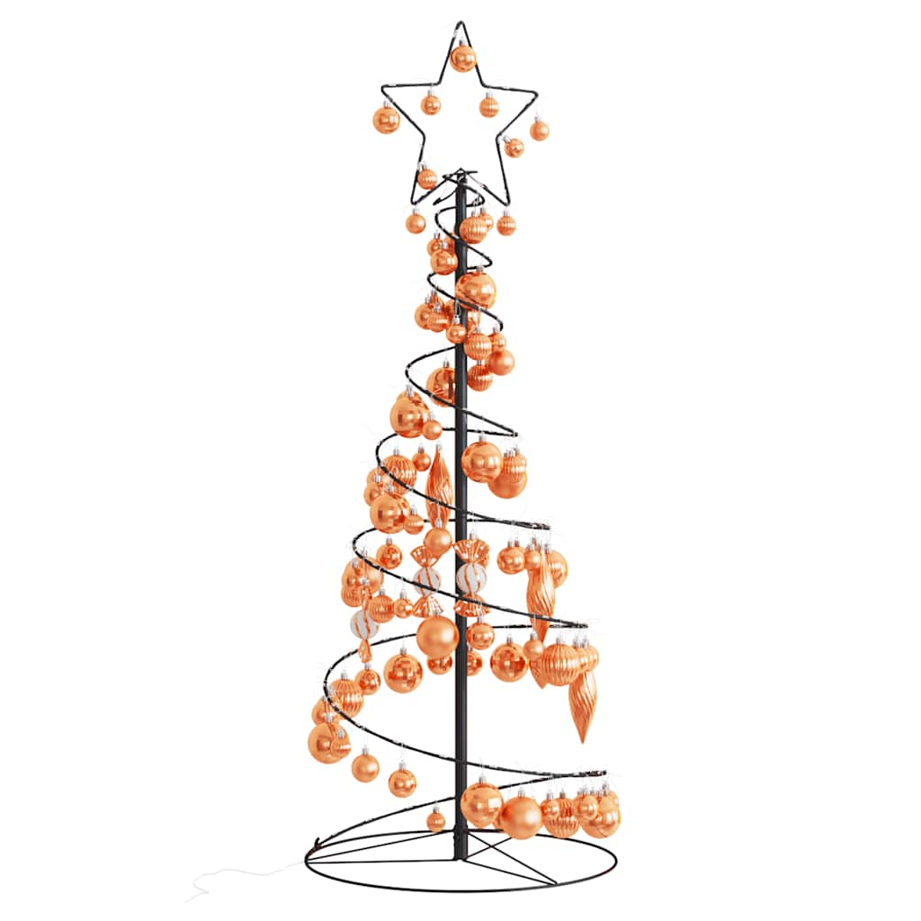 Weihnachtsbaum Kegelform mit Kugeln 80 LEDs Warmweiß 120 cm