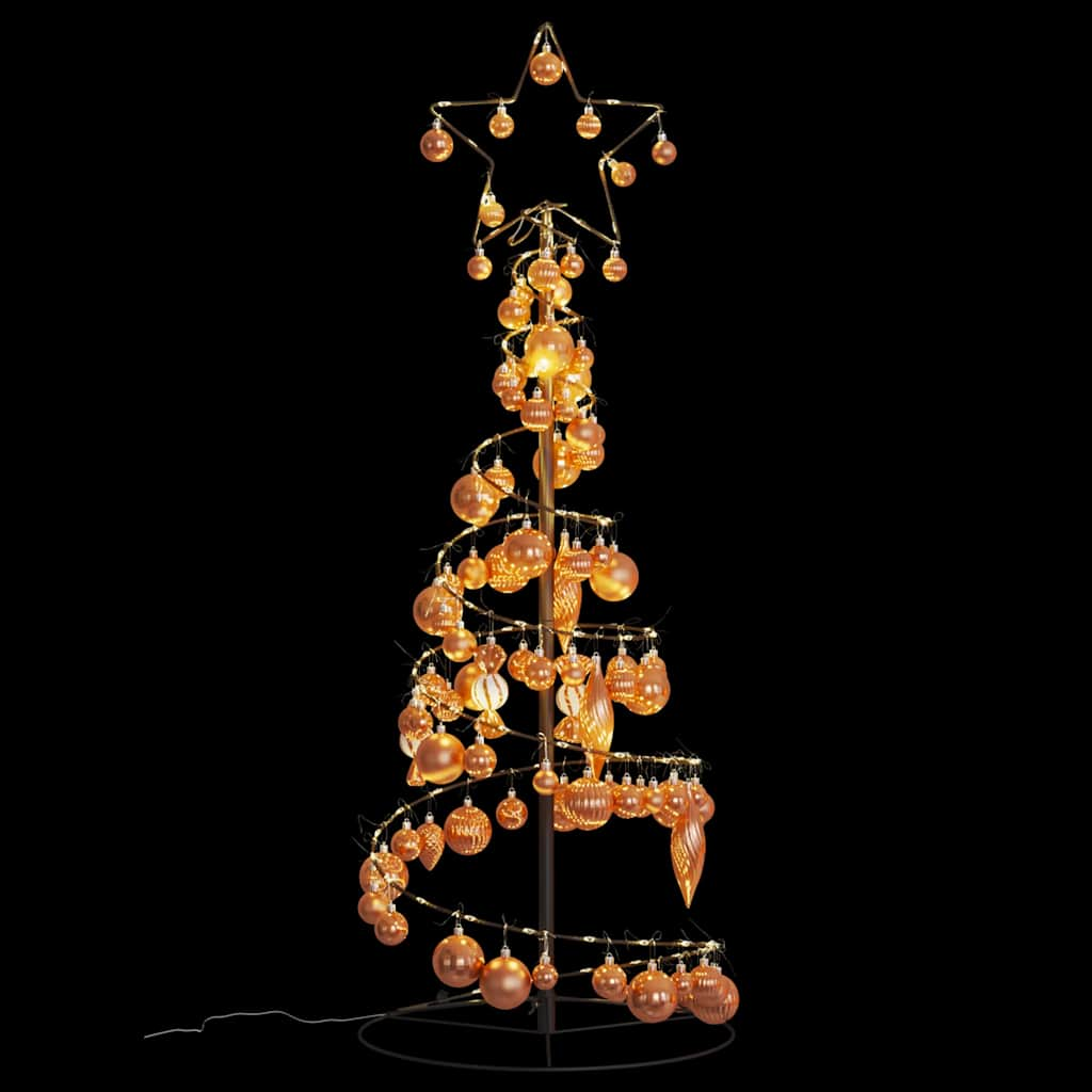 Weihnachtsbaum Kegelform mit Kugeln 80 LEDs Warmweiß 120 cm