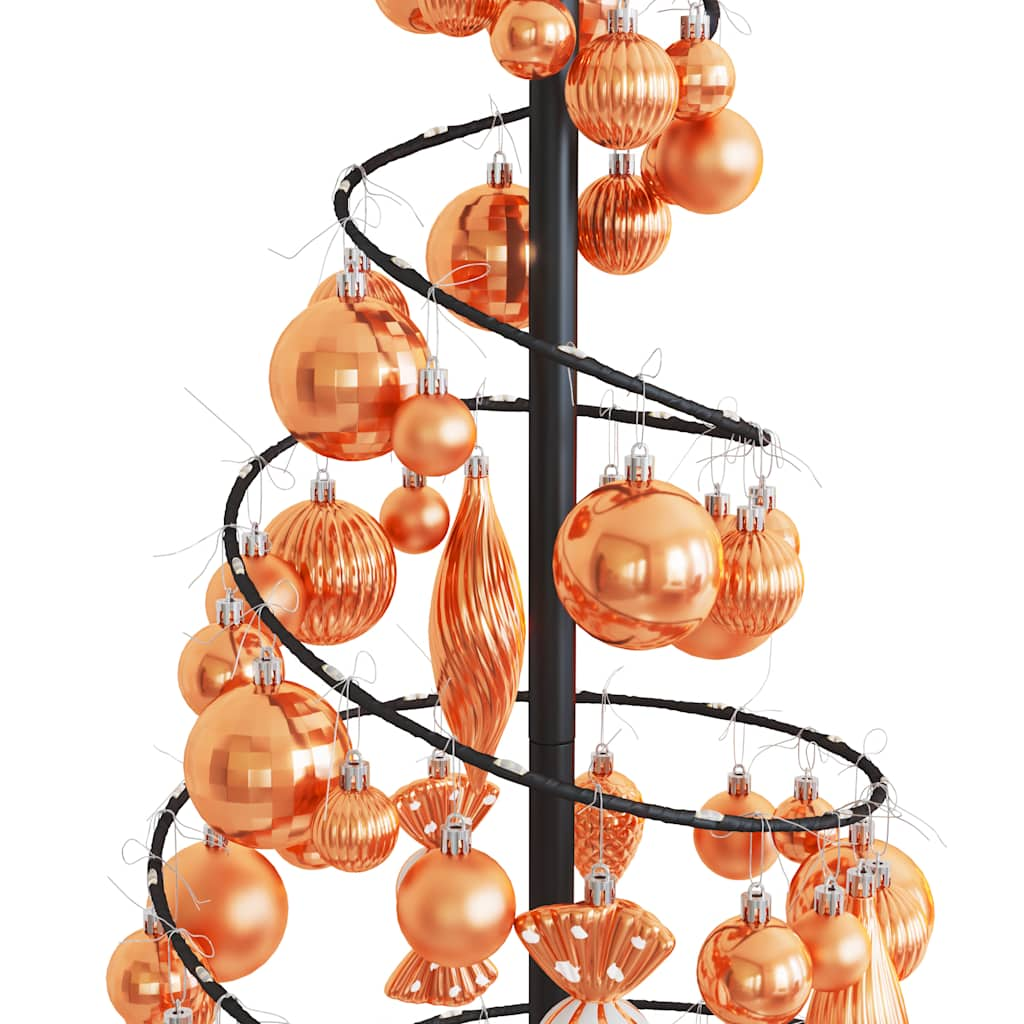 Weihnachtsbaum Kegelform mit Kugeln 80 LEDs Warmweiß 120 cm