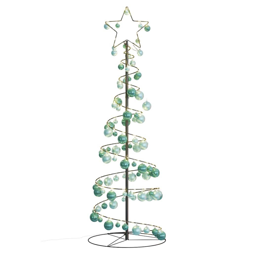 Weihnachtsbaum Kegelform mit Kugeln 100 LEDs Warmweiß 150 cm