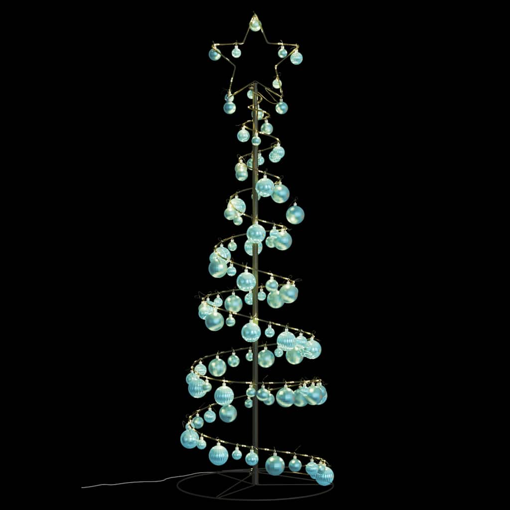 Weihnachtsbaum Kegelform mit Kugeln 100 LEDs Warmweiß 150 cm