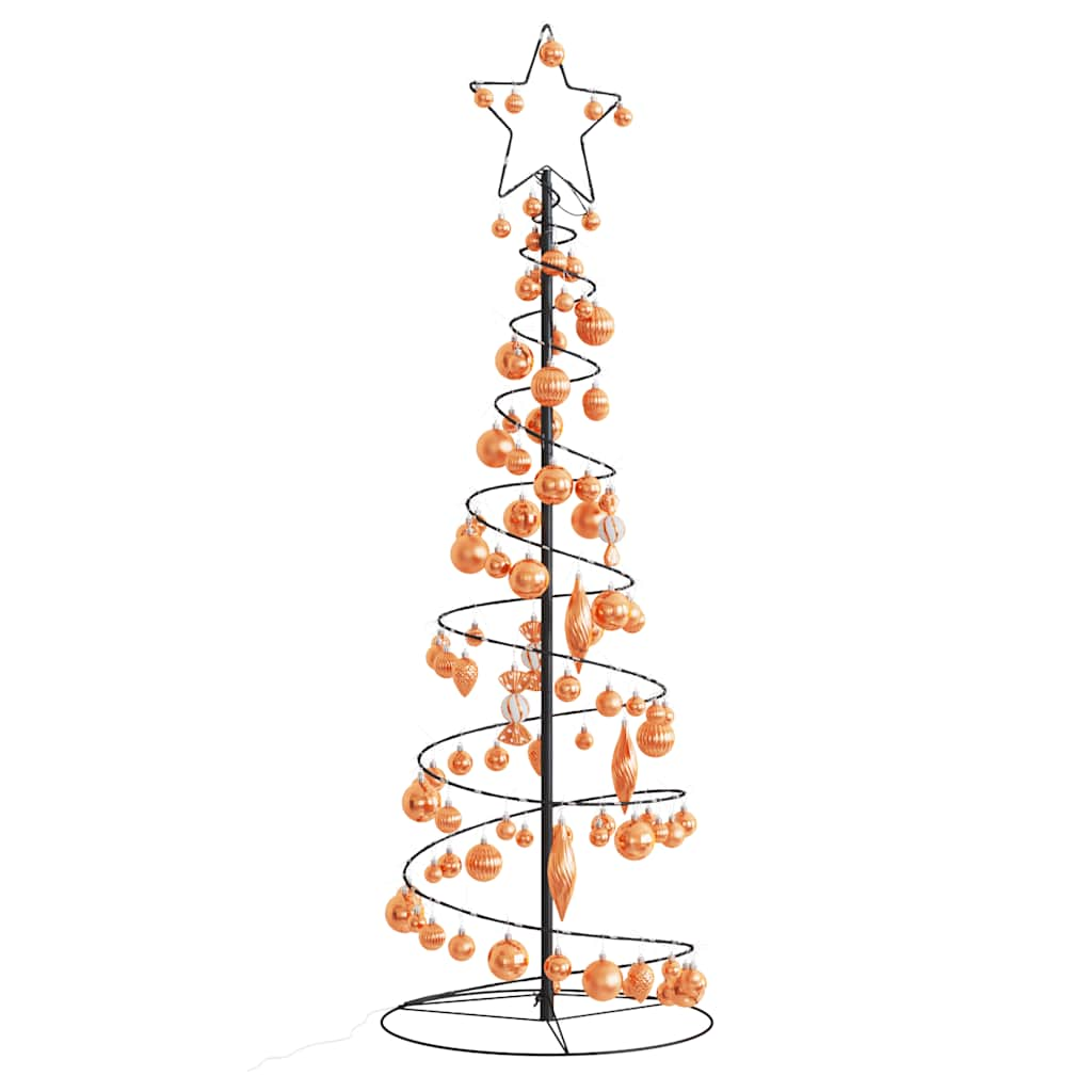 Weihnachtsbaum Kegelform mit Kugeln 100 LEDs Warmweiß 150 cm