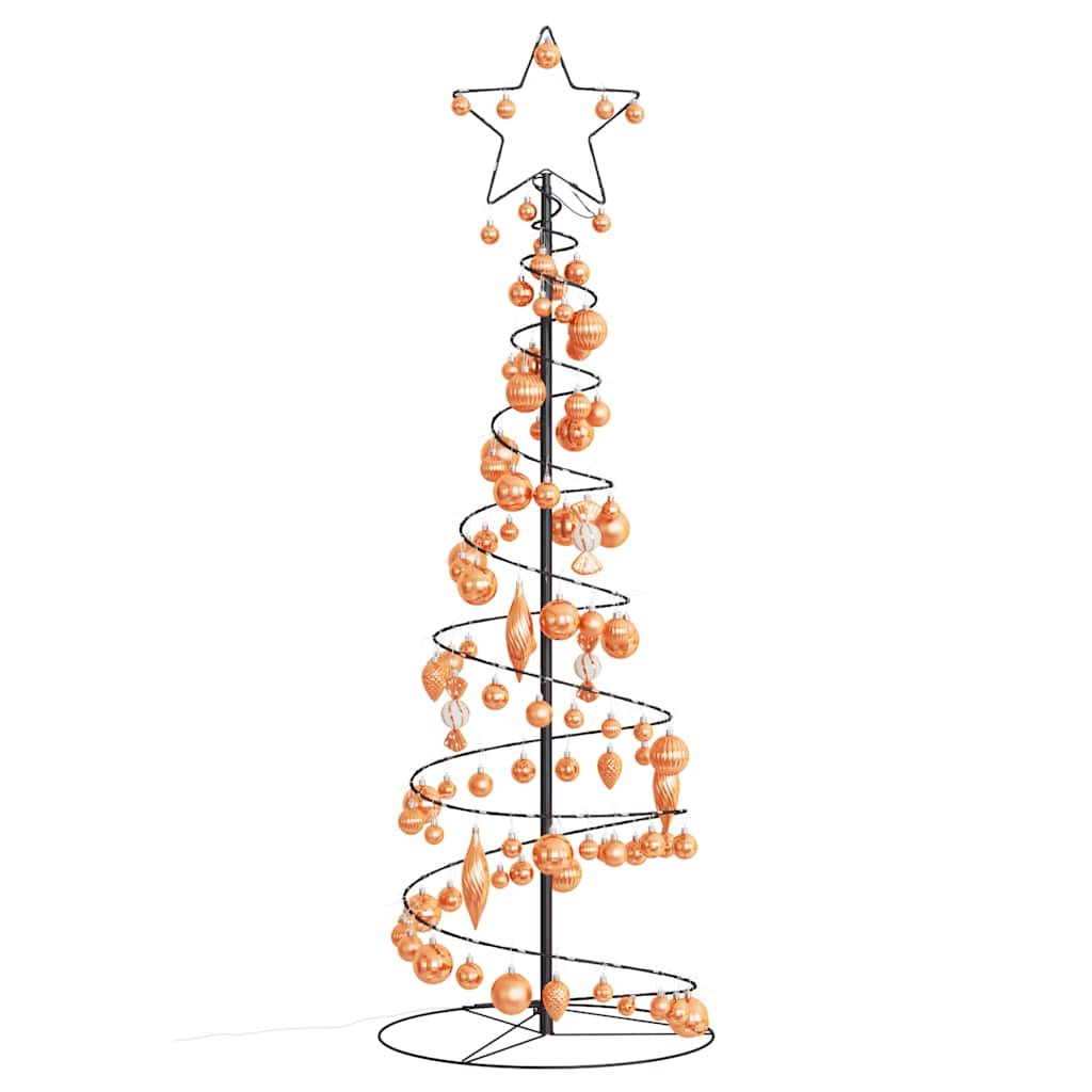 Weihnachtsbaum Kegelform mit Kugeln 100 LEDs Warmweiß 150 cm