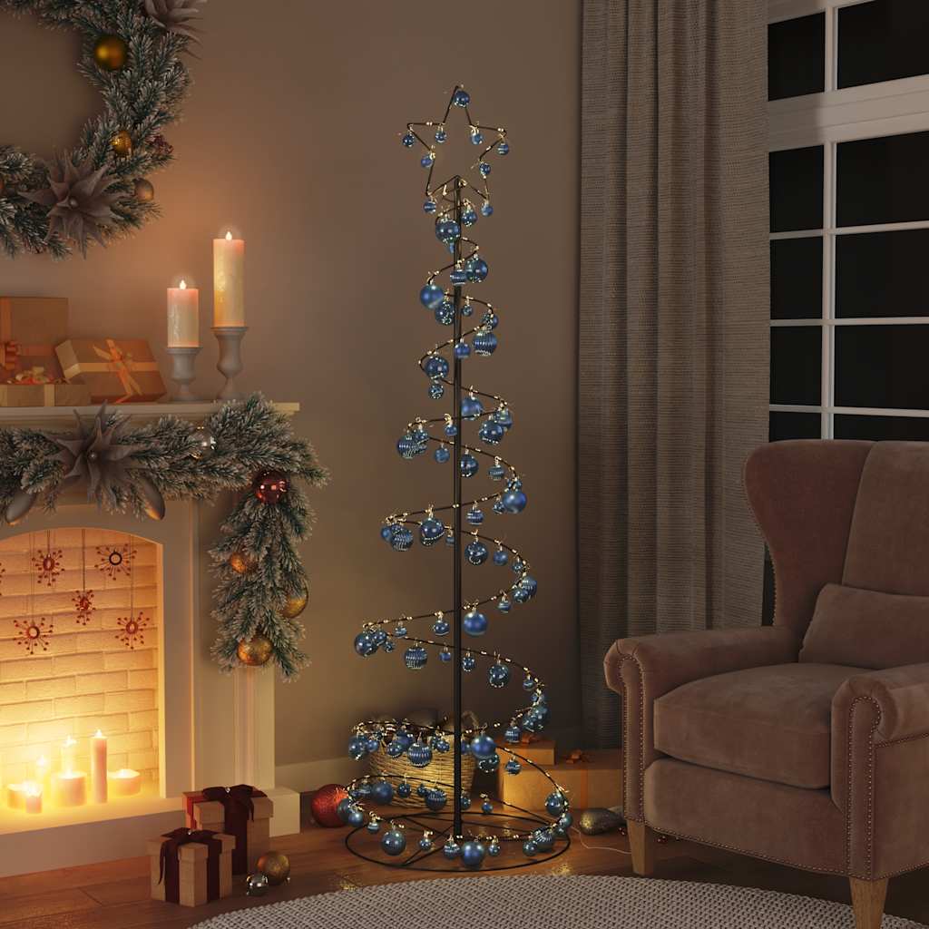 Weihnachtsbaum Kegelform mit Kugeln 120 LEDs Warmweiß 180 cm