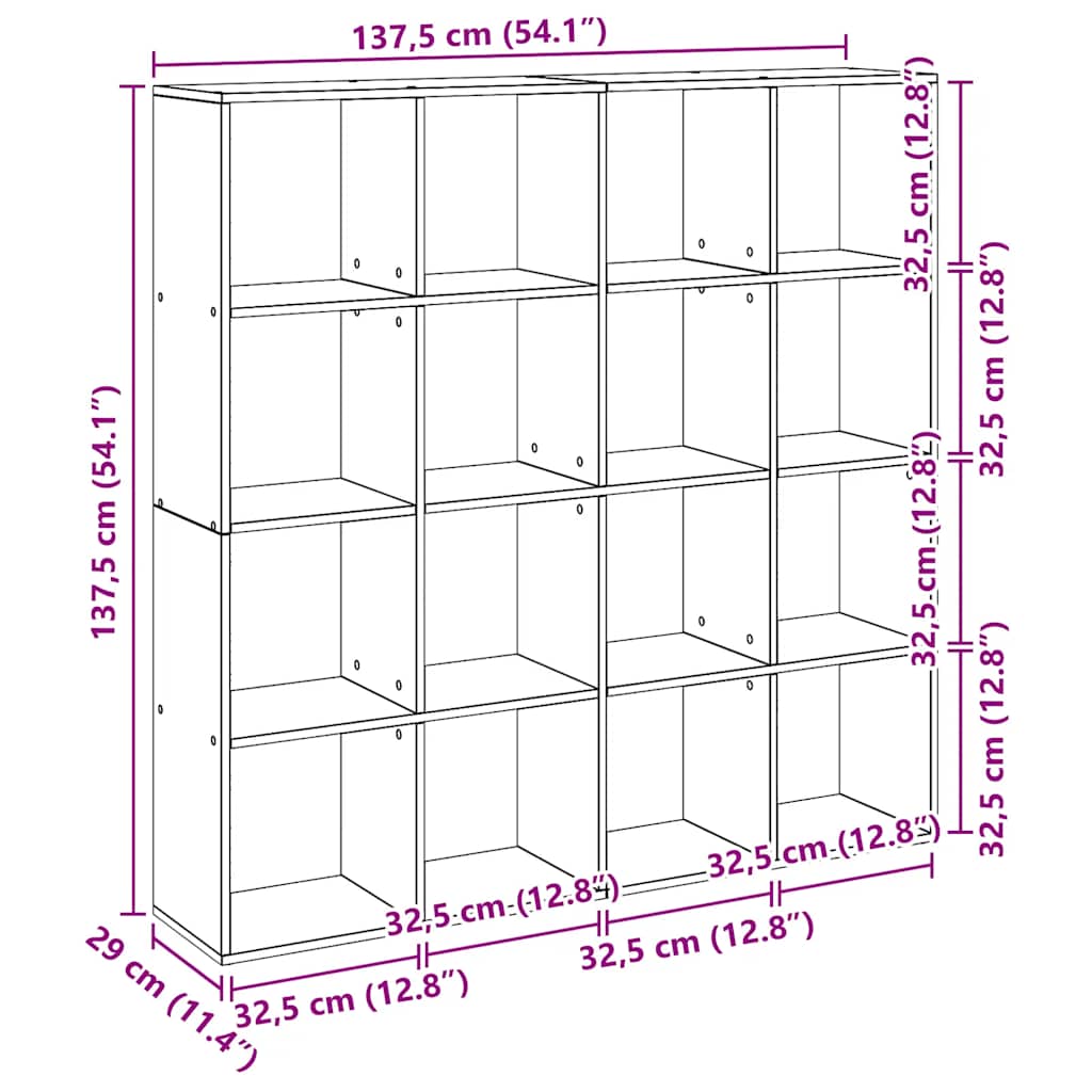 Bücherregal Artisan-Eiche 137,5x29x137,5 cm Holzwerkstoff